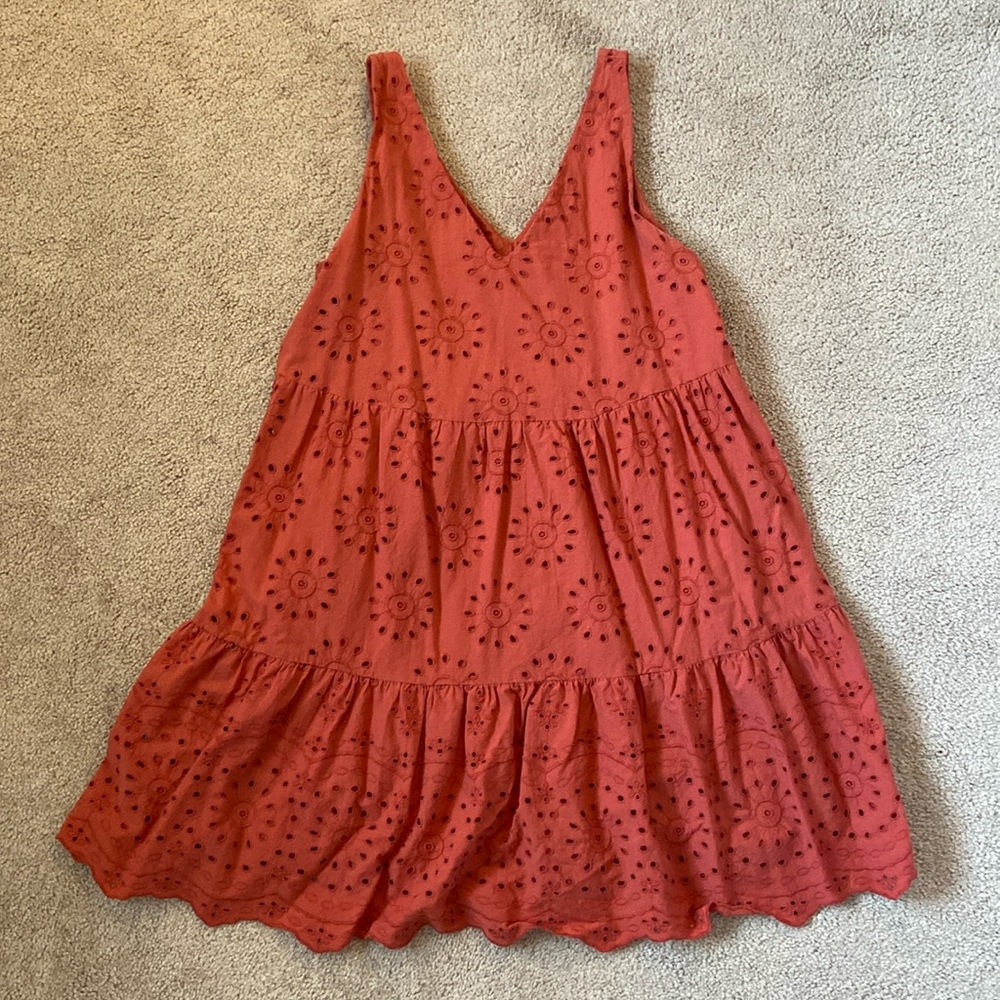 Loft Eyelet Tiered Shift Tank Dress